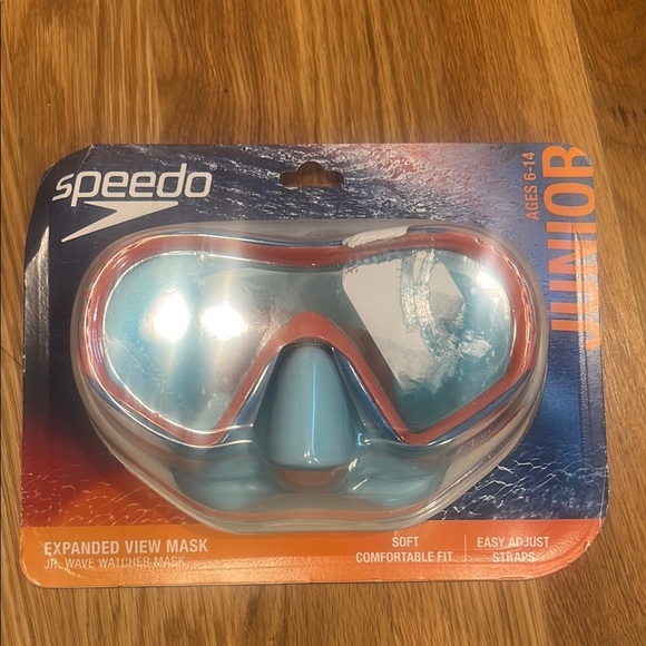 Speedo Blue and Orange Swim Goggles expanded view dive mask juniors kids 6-14 yr - Picture 1 of 5
